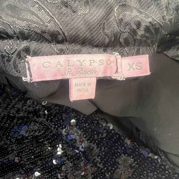 Calypso St Barth Sequin Maxi Skirt Silk Long Party Special Occasion Black XS - Picture 7 of 13